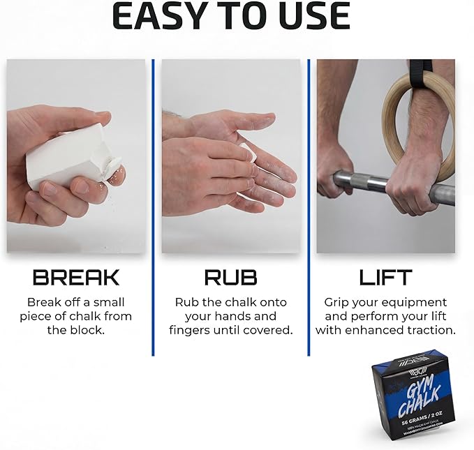 WARM BODY COLD MIND Sport Chalk Block - Gym Chalk for Weightlifting - Moisture-Absorbing Magnesium Carbonate - Gymnastics Hand Grip