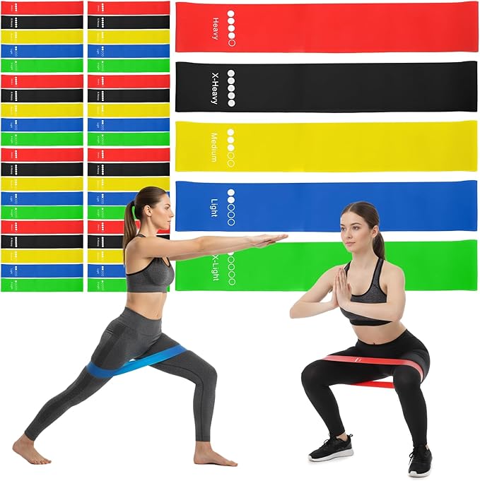 40 Pcs Resistance Bands Bulk, Loop Exercise Bands Set for Gym Members Sports Class Students Gift, 5 Pieces Each Set with Storage Bag, Fitness Bands for Outdoor Home Gym Yoga Pilates
