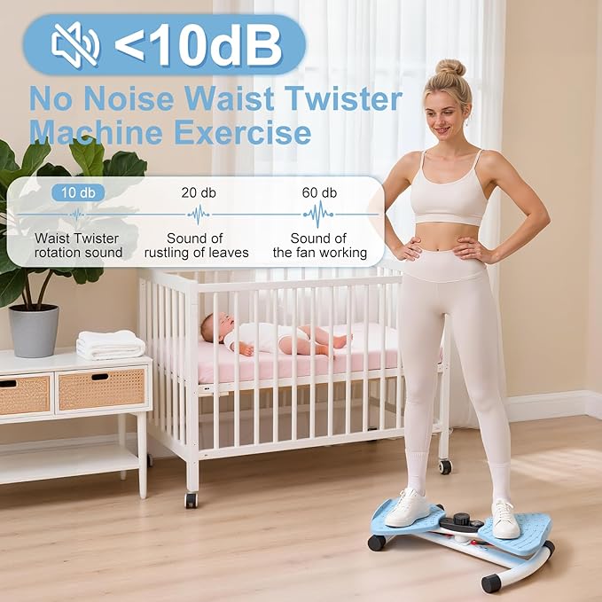Waist Twister Machine Exercise, Ab Machine Adjustable Waist Twisting Fitness Tool，Noiseless Ab Twister Board for Women Men，Anti-Slip Home Gym Workout Equipment 300 lbs Weight Capacity