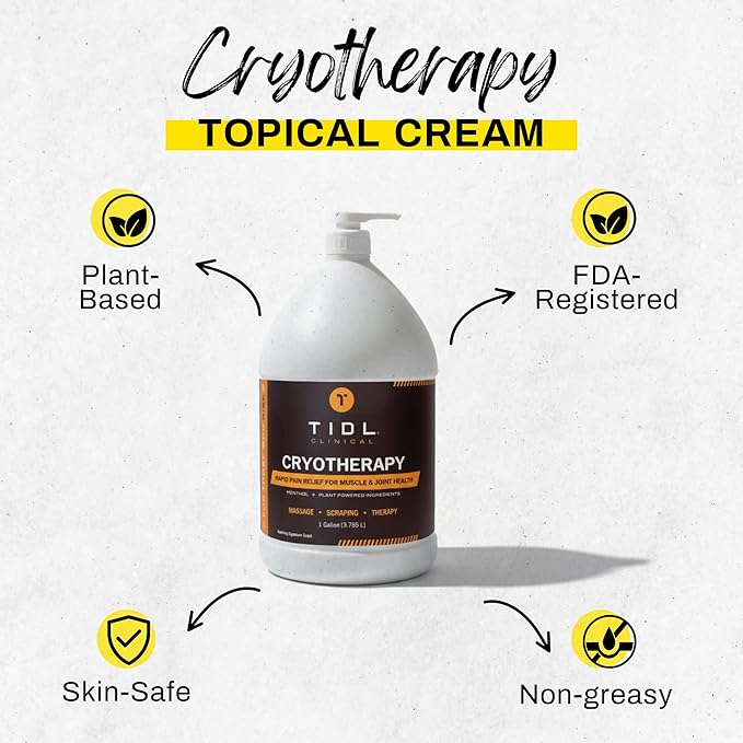 TIDL Cryotherapy Soothing Cream, 1 Gal, Targeted Neck, Joint & Muscle Soothing Cream with Organic, Plant-Based Menthol, Instant Cooling for Sport, Professional Use & Post Workout Full Body Recovery
