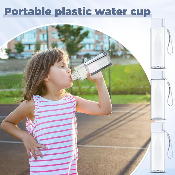 Nuogo 20 Pcs Water Bottles Bulk 17 oz Plastic Sports Water Bottles for Kids Adults Reusable Leak Proof Portable Large Drinking Cups for School Outdoor Gym Travel Fitness(White)