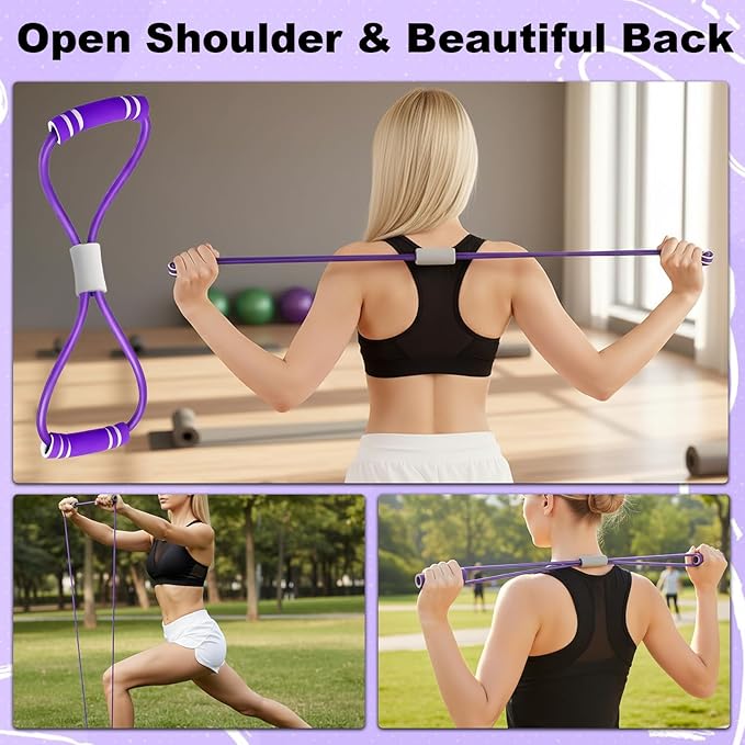 Pedal Resistance Bands with Handles,6 Tube Pedal Ankle Puller,Multifunction Fitness Bands with Figure 8 Resistance Band for Strength Training,Waist,Arm, Leg Slimming, Home Gym Exercise Equipment
