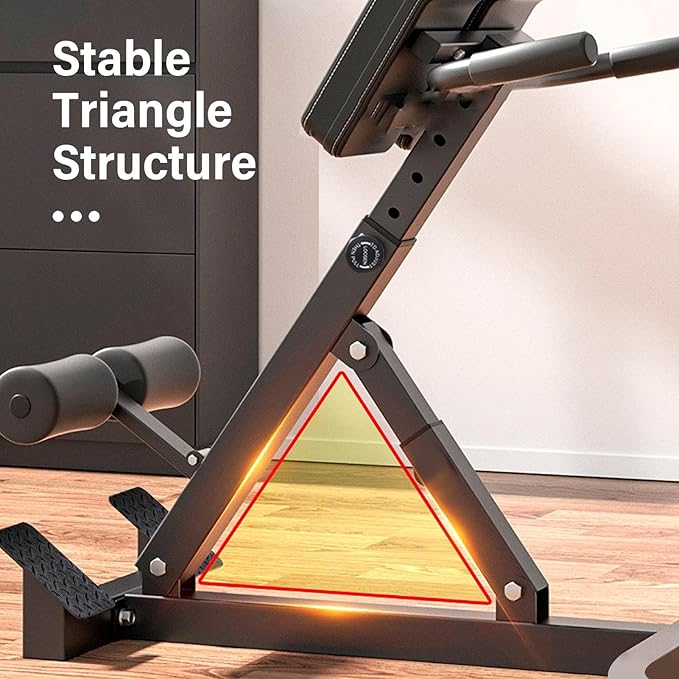 Roman Chair Hyperextension Bench, Hyperextension Bench for Strength Training Adjustable Back Extension Machine, Foldable Sit-Up Bench for Athletes, Core Work & Home Gym Workouts Fitness, 330 lbs Weight Capacity