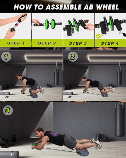 Hikeen Home Workout Equipment to Help Achieve Fitness Goals, 27-in-1 Portable Gym Exercise Equipment with Compact Push-Up Board, Resistance Bands, Ab Roller Wheel, and Pilates Bar, Master Your Workout