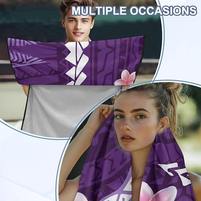 Bulopur Polynesia Tropical Car Seat Towel Cover After Gym Workout Running Swimming Frangipani Water Absorbent Sweatproof Car Seat Cover Towel Blanket Automotive Accessories for Girly Women