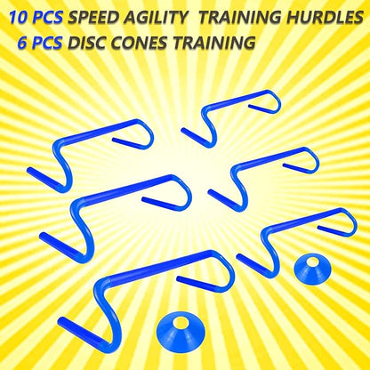 10 Pcs 6" Speed Agility Training Hurdles with 6 Marker Cone Durable Training Hurdle Agility Plyometric All Purpose Speed Hurdle Equipment for Athletes Soccer Basketball Football Practice