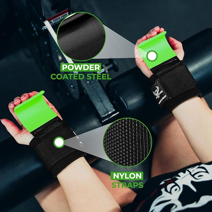 BEAST RAGE Workout Hooks for Men, Durable Coated Grip Gym Straps for Weightlifting Wrist Wraps Training Weight Lifting Strength Fitness Bodybuilding Anti Slip Women Hook Exercise