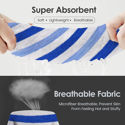 JML Bath Towels Set, Large Microfiber Bath Towel for Body, 2 Pack, 30" x 60", Oversized, Soft, Super Absorbent,Fast Drying, Perfect for Shower, Sauna, Gym, Sports, Fitness, Yoga, Cabana Stripe Blue