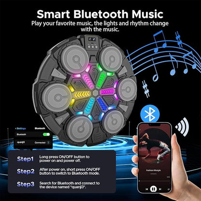 Music Punching Machine for Kids Adults,Bluetooth Wall Mounted Boxing Trainer with Gloves,Rhythm Lights,2 Player Battle Mode,Reaction Training Pad,Home Gym Sport Toys Gifts for Boys Girls Teens 3-12+