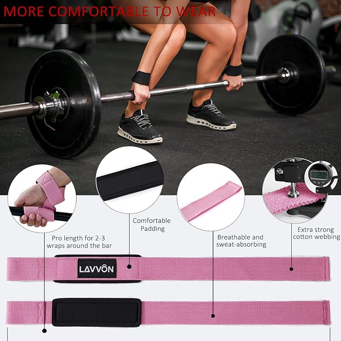 Squat Pad Set - Foam Barbell Pad for Squats Cushion, Lunges & Bar Padding for Hip Thrusts - Standard Olympic Weight Bar Pad - With Ankle Straps, Wrist Straps for Weightlifting