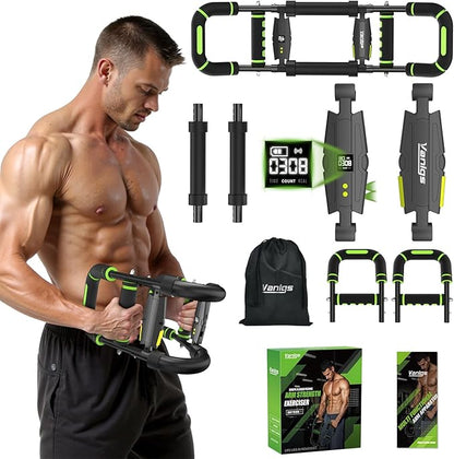 Twister Arm Trainer for Men, Chest Workout Equipment 5-Level Adjustable (40-130lb) with Ergonomic 27° Targets Biceps/Clip/Thigh, Portable Exerciser for Home Gym Travel Fitness
