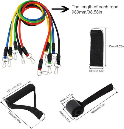 Resistance Bands with Handles Set, 5-Level Exercise Bands for Home Gym, Strength Training, Physical Therapy. Includes Door Anchor, Ankle Strap & Carry Bag.