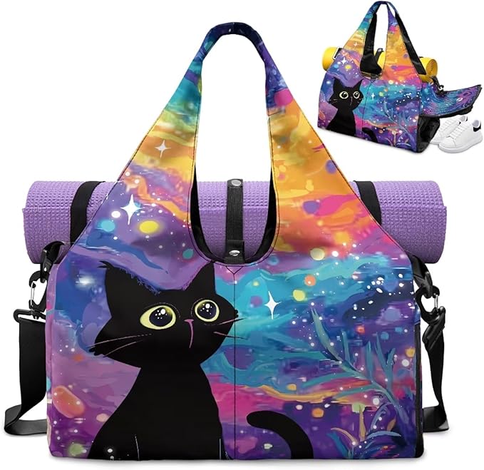 Gym Bag with Yoga Mat Holder Large Tote Bag With Multi Pockets for Women Men Dry Wet Separated Pocket Carryall Yoga Tote Bag for Pilates Travel Workout Office