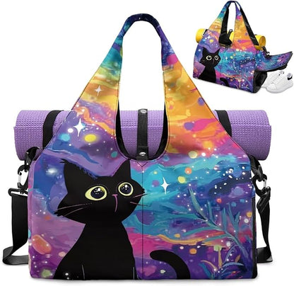Gym Bag with Yoga Mat Holder Large Tote Bag With Multi Pockets for Women Men Dry Wet Separated Pocket Carryall Yoga Tote Bag for Pilates Travel Workout Office