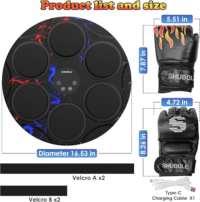 Music Boxing Machine with Gloves - Wall Mounted Punching Trainer for Adults & Kids, 9-Speed Punch Game, Wall Boxing Punching pad, 2025 Upgrade Gifts for Boys Age 6+