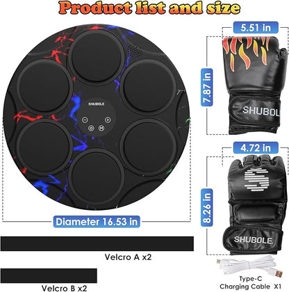 Music Boxing Machine with Gloves - Wall Mounted Punching Trainer for Adults & Kids, 9-Speed Punch Game, Wall Boxing Punching pad, 2025 Upgrade Gifts for Boys Age 6+