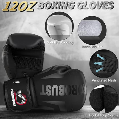 Prorobust Punching Bag for Adults, 4ft Oxford Heavy Boxing Bag Set with 12oz Gloves for MMA Kickboxing Boxing Karate Home Gym Training (Unfilled)