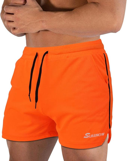 Surenow Mens Running Gym Shorts 3 Inch Breathable Lightweight Athletic Sport Shorts Training Workout Shorts with Pockets