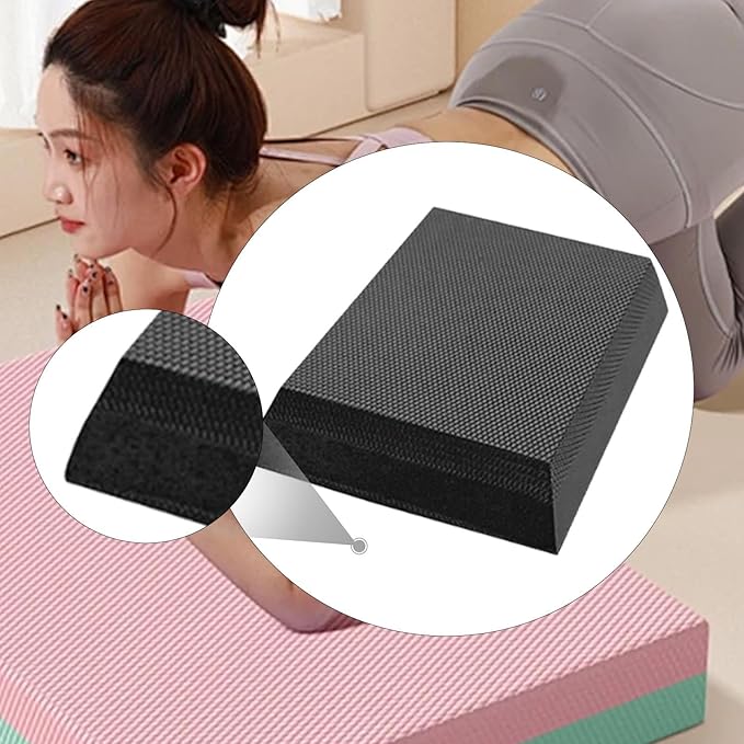 Exercise Balance Pad Foam Mat Trapezoid Comfortable Balance Cushion Knee Pad for Outdoor Pilates Home Gym Meditation Indoor, black