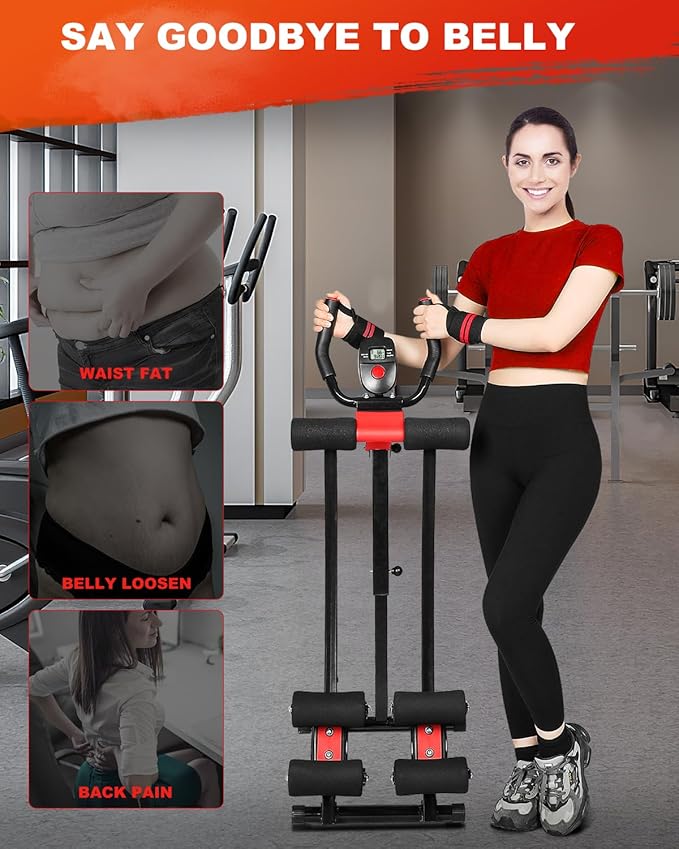 GIKPAL Ab Machine, Ab Workout Equipment for Women, Adjustable Ab Trainer Machine for Stomach Workout at Home Gym, Ab Crunch Abdominal Exercise Equipment (Black (Dual Slider))