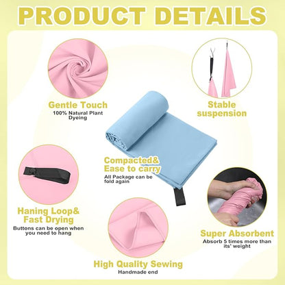 Tudomro 5 Pcs Microfiber Gym Towels Quick Dry Camping Towel for Women Men Gym Sweat Sports Towel for Yoga Tennis Running Swimming Exercise Working Out(Multicolor,Multi Size)