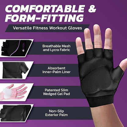 Wrist Assured Gloves - Slim Gel Pad & Absorbent Inner Liner, Workout Gloves for Women & Men, Yoga & Pilates