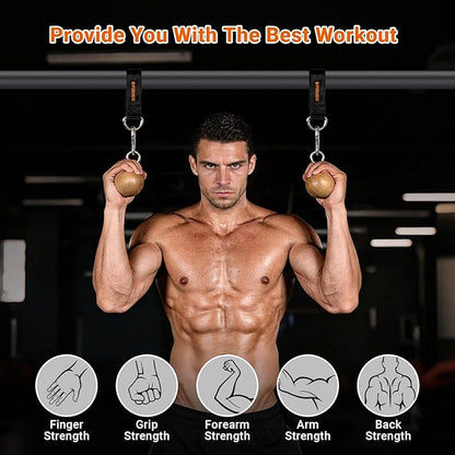 Wooden Pull Up Balls Grips Hand Grips Strength Trainer Exerciser for Chin Up Bar, Kettlebell, Barbell Home Gym Workout Equipment Rock Climbing Grips for Strength Training Max Load 500lbs