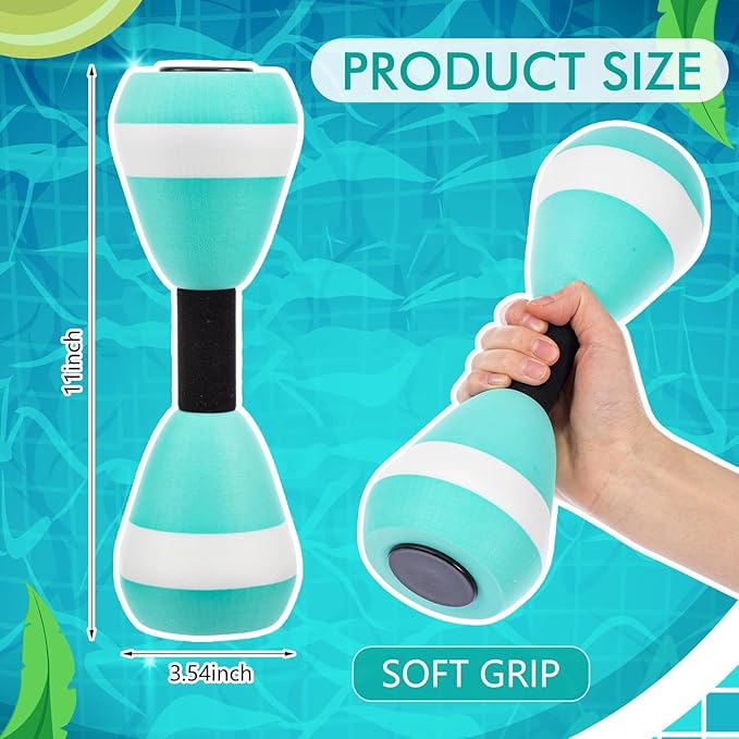 Water Aerobics Set for Aquatic Exercise 1 Pair Neoprene Swimming Glove 2 Pcs Foam Aquatic Dumbbells Water Weights Equipment Pool Resistance Fitness Equipment for Training Workouts
