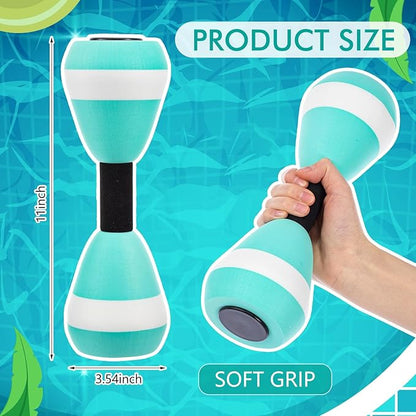 Water Aerobics Set for Aquatic Exercise 1 Pair Neoprene Swimming Glove 2 Pcs Foam Aquatic Dumbbells Water Weights Equipment Pool Resistance Fitness Equipment for Training Workouts