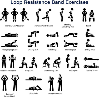 30pcs Loop Resistance Bands for Exercise Bulk, Workout Bands with 6 Drawstring Backpack Bags Elastic Drape Ring Set for Women and Men Home Fitness, Gym, Yoga, Fitness Sport Members Gift