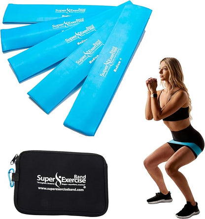 USA 14" x 3" Extra Long Latex Free Mini Loop Bands in 3, 5, 10 Pack Sets. 10 Strengths for Resistance Training, Stretching, Yoga, Toning. Plus an Exclusive iPhone App and E-Book.