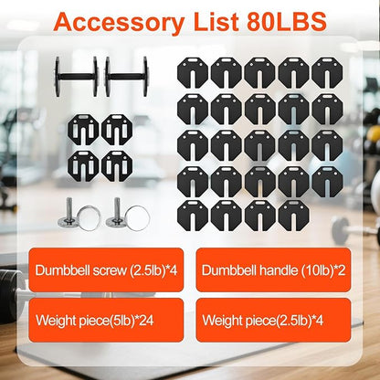 Adjustable Dumbbell Sets, Each 50/80/90/110/120LB Pairs Durable Steel Build, Free Weights Dumbbells Set of 2 with Anti-slip Handle, For Full Body Home Gym Workout Home Strength Training Equipment 50/80/90/110/120LBSX2