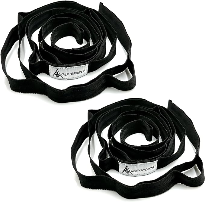 Stretching Strap Yoga Strap with Loops, Stretch Straps for Physical Therapy, Non-Elastic Exercise Strap for Pilates, Dance and Gymnastics with Workout Guide