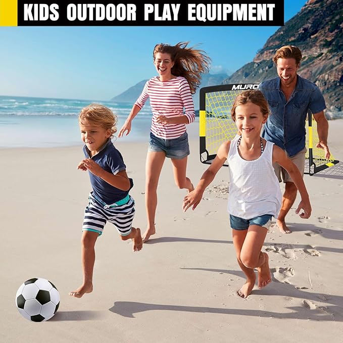 Soccer Goal, Kids Soccer Goals for Backyard Set, 2 Pack of Portable Pop Up Soccer Net with Soccer Ball, Cones, Complete Training Equipment for Youth, Toddler Outdoor Sports Games