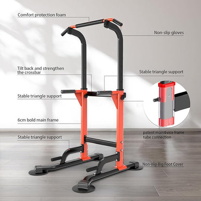 K KINGKANG Power Tower Pull Up Dip Bar For Home Gym Multi-Functional adjustable Strength Training Fitness Workout Station Chin-Ups Push-Ups Pull-Ups Dip-Ups 330LBS T055CDC