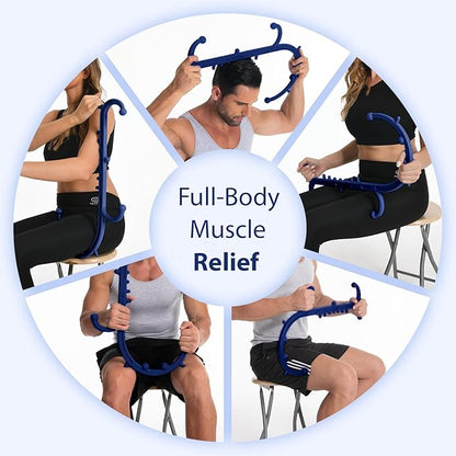 Deep Tissue Back & Neck Massager - Back Massager Stick for Pain Relief, Muscle Knot Remover, Trigger Point Massage Tool for Full Body, Shoulders, Legs - Pressure Point Massage Tool