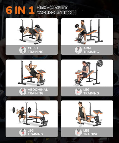 Adjustable/Foldable Weight Bench, 660LBS Home Gym Workout Bench Lifting Sit-up Exercise Bench for Bench Press