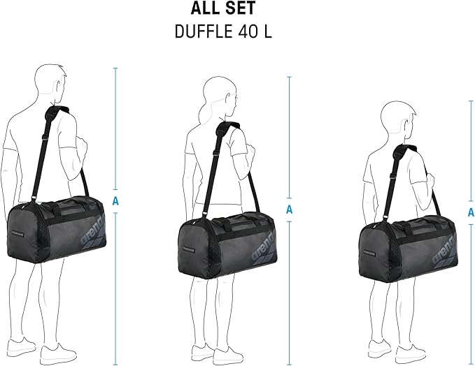 ARENA Unisex Arena All Set Duffle Bag Cabin Size Compact Team Luggage Travel Tote 40 Liters