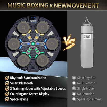 Music Boxing Machine for Kids/Adults - Bluetooth Boxing Training Equipment with 2 Gloves - Rechargeable Boxing Toy -No Mounted Wall Punching Pad -Workout Punch Machine for Agile Training/Stress Relief