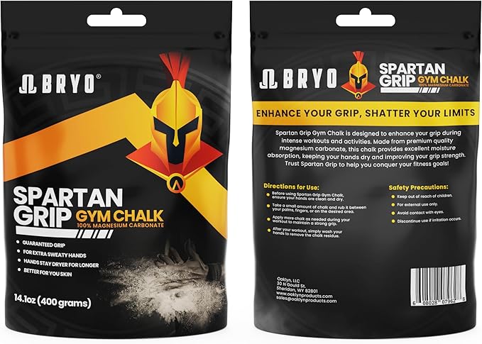 BRYO Spartan Grip Loose Chalk Bag Refill - 14.1oz - Premium Sports Chalk for Enhanced Grip - Ideal for Weightlifting, Climbing, Gymnastics, and More