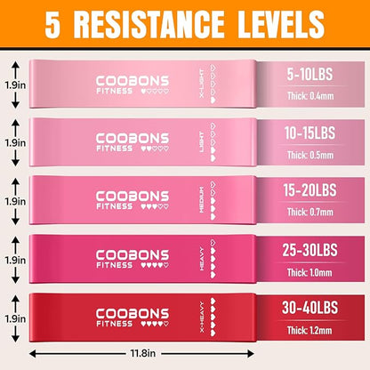 Resistance Bands for Working Out, Exercise Bands Resistance Bands Set with 5 Resistance Levels, Latex Loop Bands for Women Men, Workout Bands for Legs, Glutes, Strength Training, Yoga, Home Gym