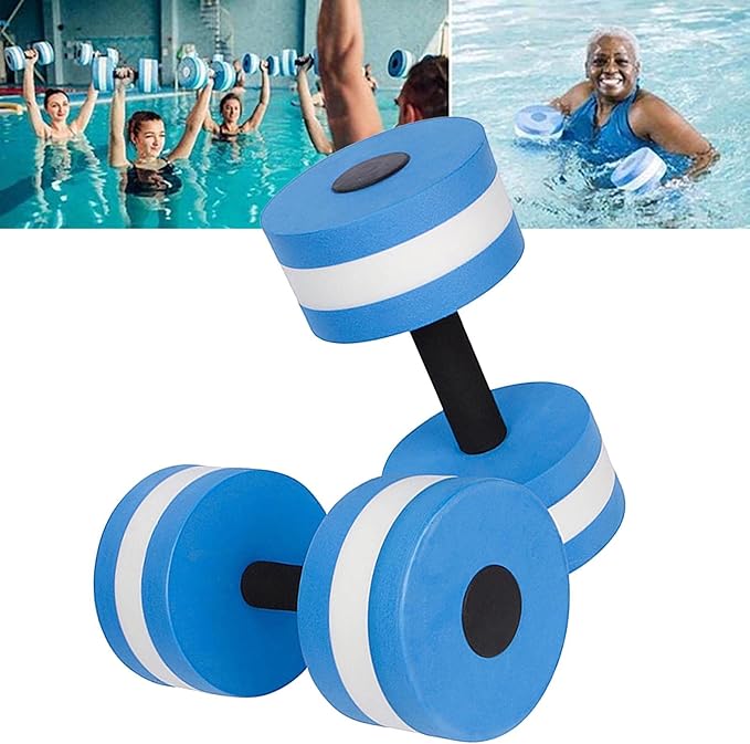 Water Dumbbells, Aquatic Exercise Dumbell, Set of 2 Aerobic Water Exercise Foam Dumbbells Pool Resistance for Men Women Weight Loss Water Sports Fitness Tool