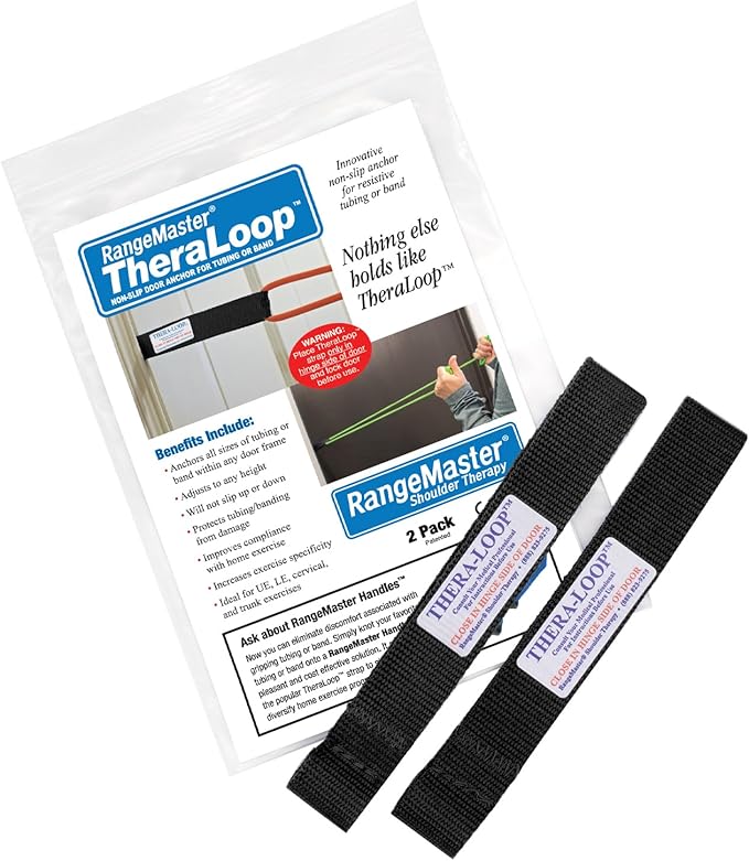 RangeMaster TheraLoop Door Anchors │ Non-Slip │ Complements Exercise Bands or Tubes │ Great for Exercising or Strengthening Activities│2 Pack (Black)