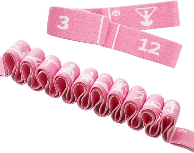 12 Loops Extra Long Yoga Stretching Band for Adults and Tall People, Adjustable Elastic Strap for Full Body Deep Stretch, Home Pilates, Ballet, Dance, Physical Therapy, Flexibility Training