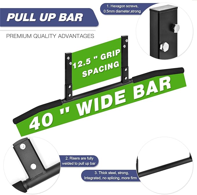 ATENTO Pull Up Bar, Chin Up Bars Ceiling Mount, Workout for Home Gym, Beam, Crossfit - Heavy-Duty, Foam Grip, Easy installation