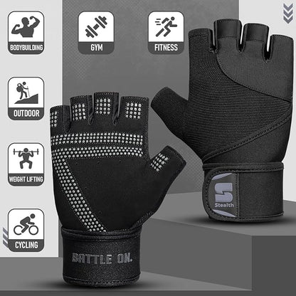 Weight Lifting Gloves with Wrist Wrap Support Padded Palm Protection Exercise Gym Workout Gloves Men & Women Training Fitness Weightlifting Bodybuilding,E9
