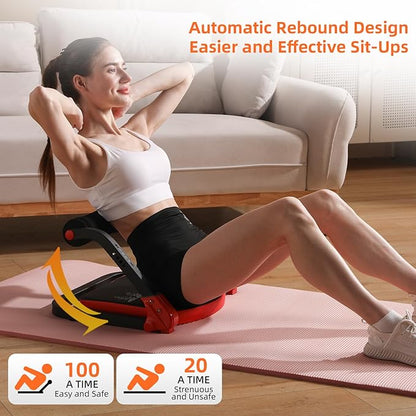 Ab Machine with Resistance Bands for Abdominal Exercise - 3 Levels Adjustable Sit-Up Exercise Equipment for Home Gym, Core & Full Body Workout