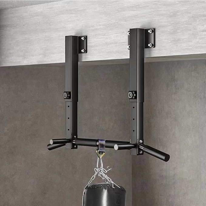 Wall Mount Pull Up Bar, Joist Beam Rafter Mount Pull-up Bar, Ceiling Mounted Chin Up Bar for Home Gym with Punching Bag Hanger