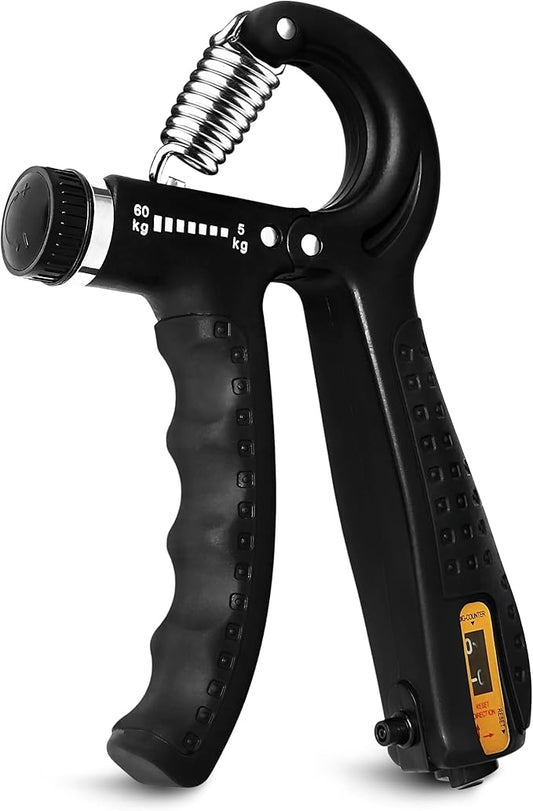 Hand Grip Strength Trainer with Adjustable Resistance 10-130lbs (4.5-59kg), Forearm Hand Grip Strength Exerciser for Muscle Building, Injury Recovery, and Therapy Stress Relief, Black