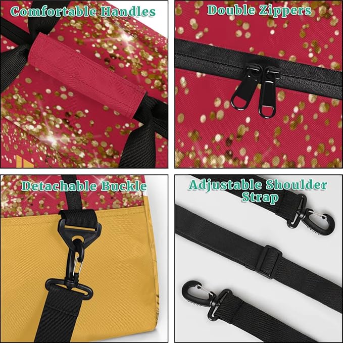 Personalized Cheer Gym Bags for Girls Kids Cheerleaders with Custom Name Sport Dance Perform Training Duffel Bags for Overnight Weekender Travel Red Yellow